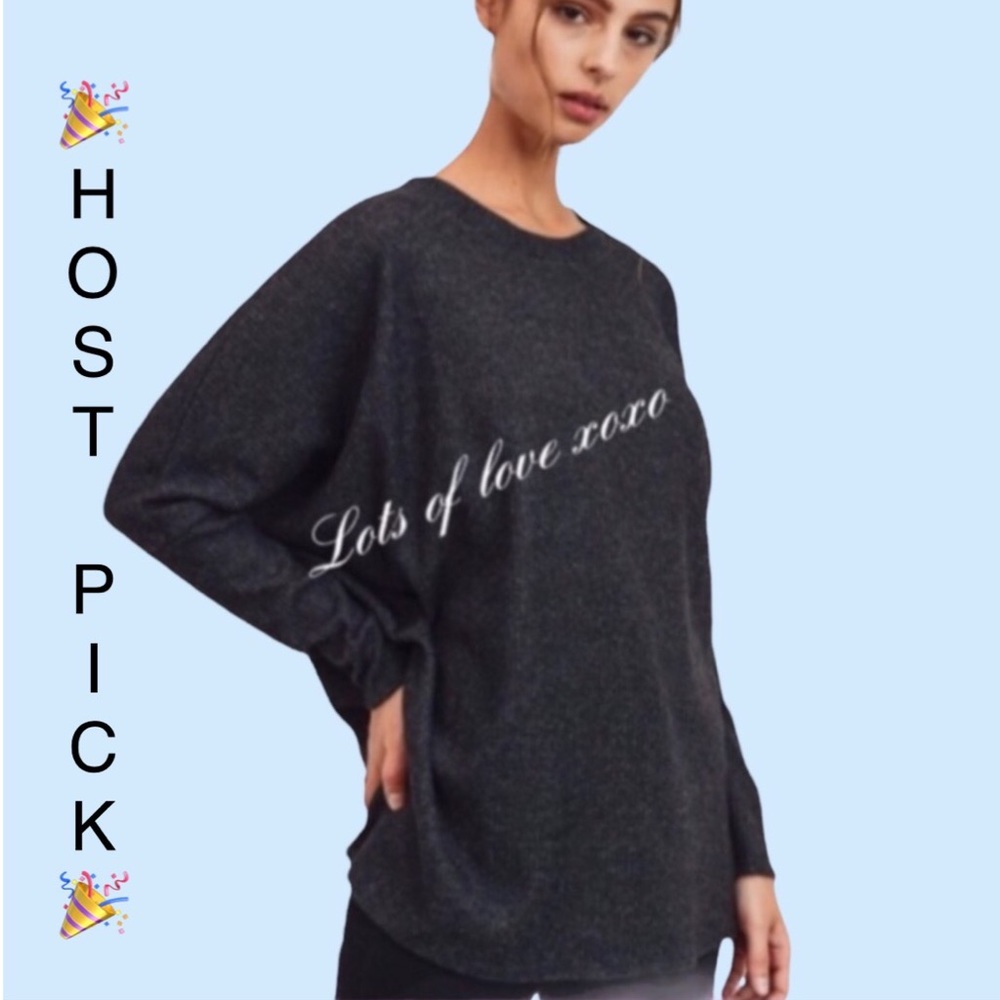 ❌DONATED❌Cherish Charcoal Gray Oversized Brushed Rib Knit Top - Picture 1 of 9